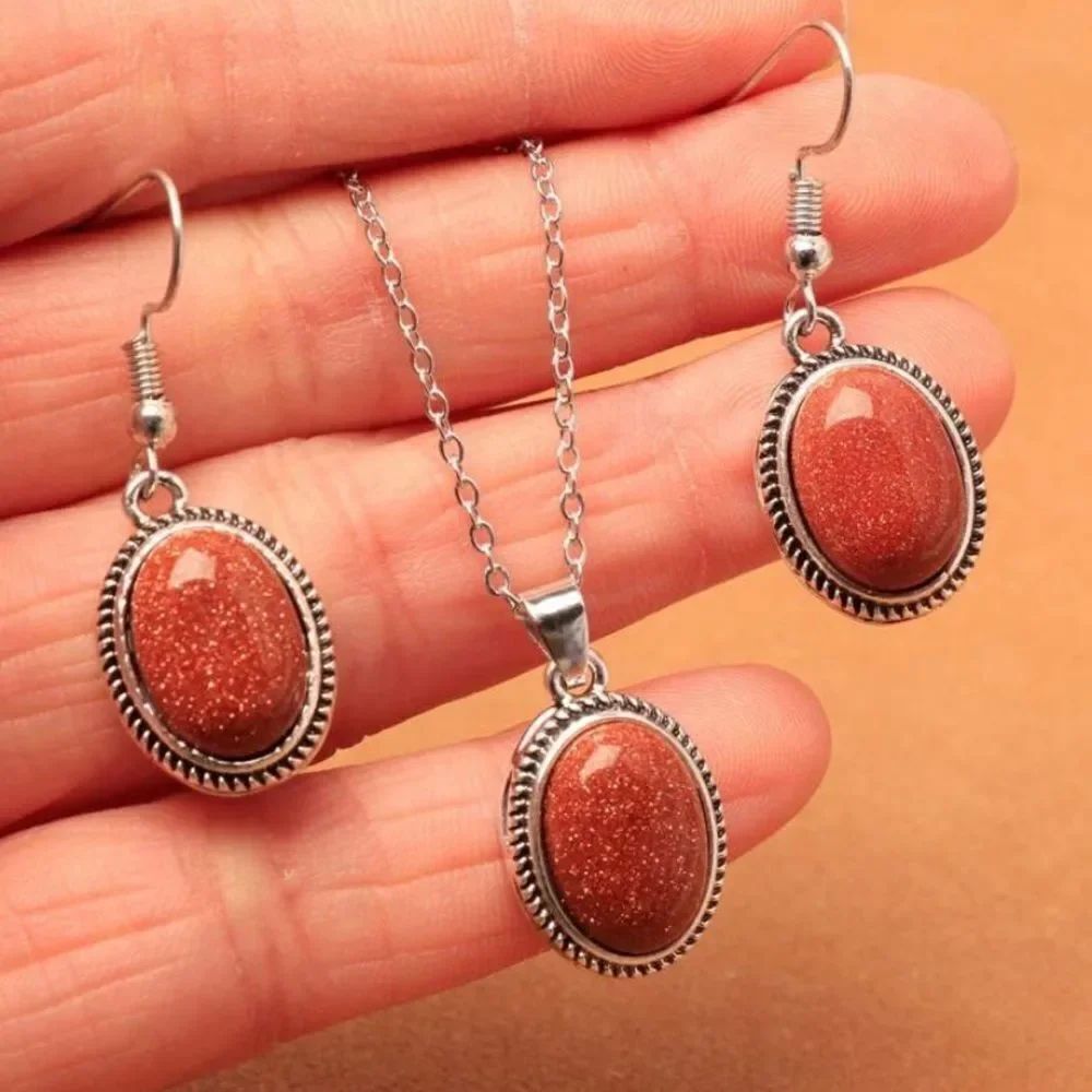 3for$20 Orange Oval Citrine Necklace And Earrings Set, Women's
